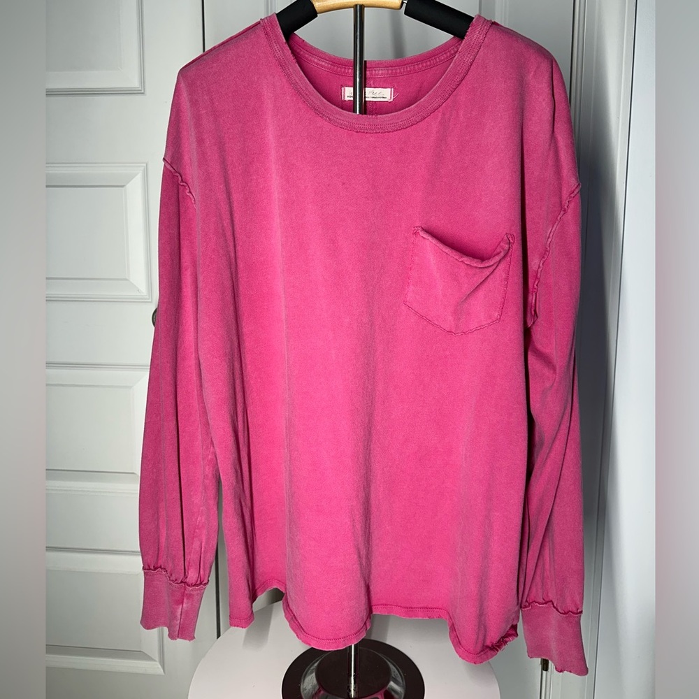 We The Free L/S Nina Pocket Tee in Pink - Fits Oversized and SO Comfy!!